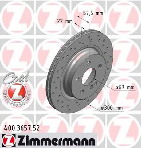 Диск заднього гальма 400365752 ZIMMERMANN