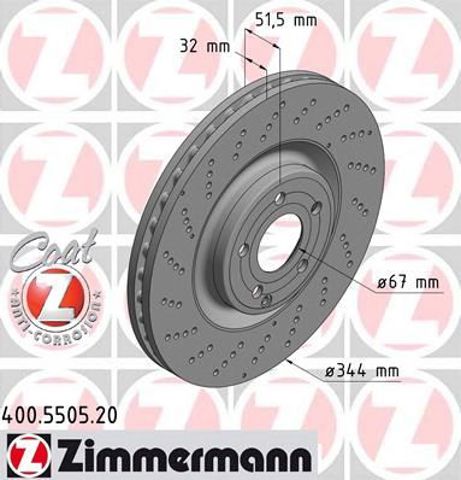 Диск переднього гальма 400550520 ZIMMERMANN