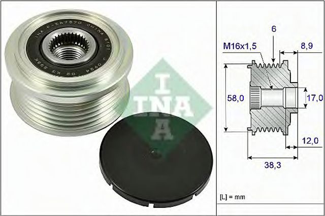 Обгонна муфта генератора 535026610 INA
