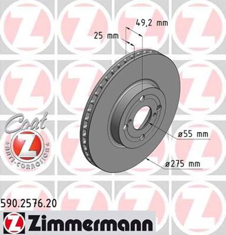 Диск переднього гальма 590257620 ZIMMERMANN