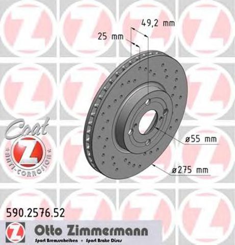 Диск гальмівний передній 590257652 ZIMMERMANN