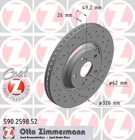 Диск гальмівний передній 590259852 ZIMMERMANN