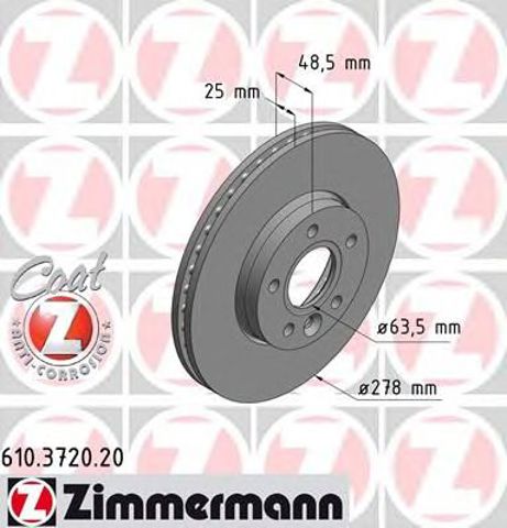 Диск гальмівний передній 610372020 ZIMMERMANN