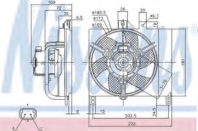 Дифузор радіатора охолодження, в зборі з мотором і крильчаткою 85765 NISSENS