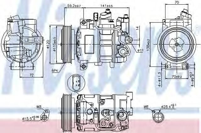 Компресор кондиціонера 89415 NISSENS