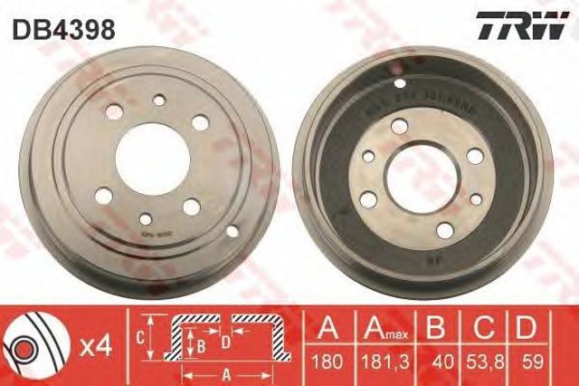 Барабан гальмівний задній DB4398 TRW