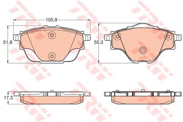 Задні гальмівні колодки GDB2034 TRW