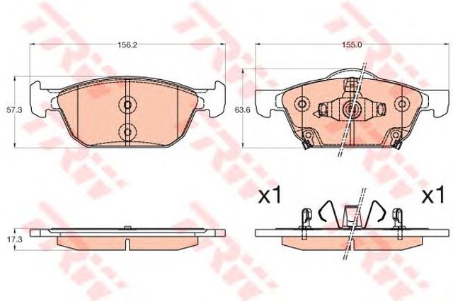 Передні гальмівні колодки GDB3600 TRW