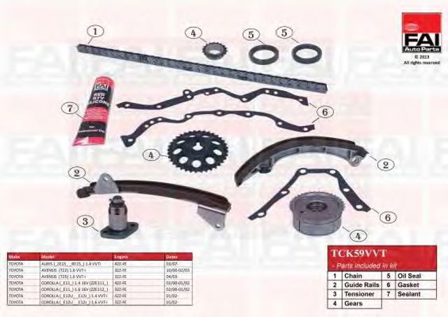 Ланцюг ГРМ, комплект TCK59VVT FAI
