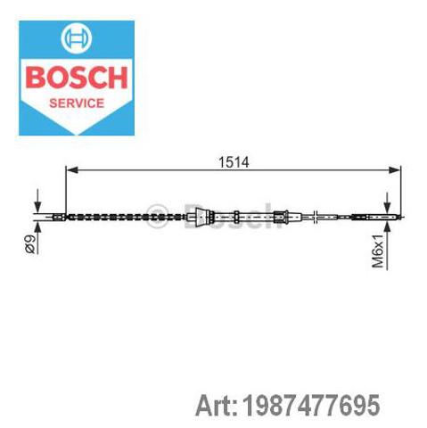Bosch  vw трос ручн. гальм. задн. лів./прав. polo 97- 1987477695