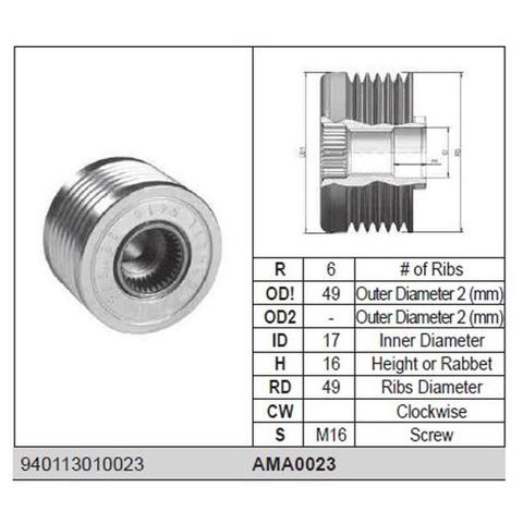 Обгонна муфта генератора AMA0023 MAGNETI MARELLI