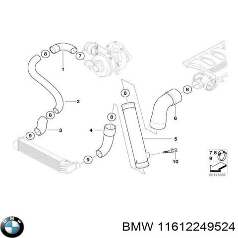Патрубок повітряний, вихід з турбіни (наддув) 11612249524 BMW