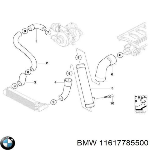 Патрубок повітряний, вихід з турбіни (наддув) 11617785500 BMW