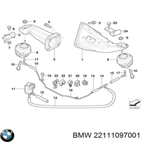 Кронштейн подушки (опори) двигуна, лівої 22111097001 BMW