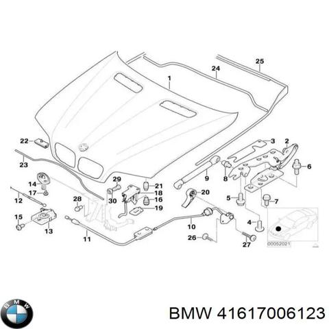 Завіс капота, лівий 41617006123 BMW