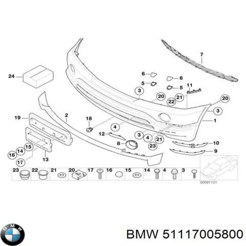 Решітка переднього бампера, центральна 51117005800 BMW
