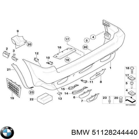 Молдинг бампера заднього, правий 51128244440 BMW