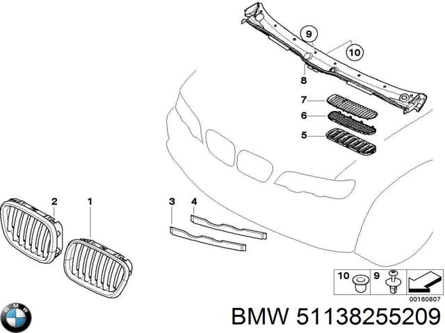 Вія лівої фари 51138255209 BMW