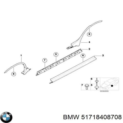 Розширювач/накладка арки заднього крила, правий 51718408708 BMW