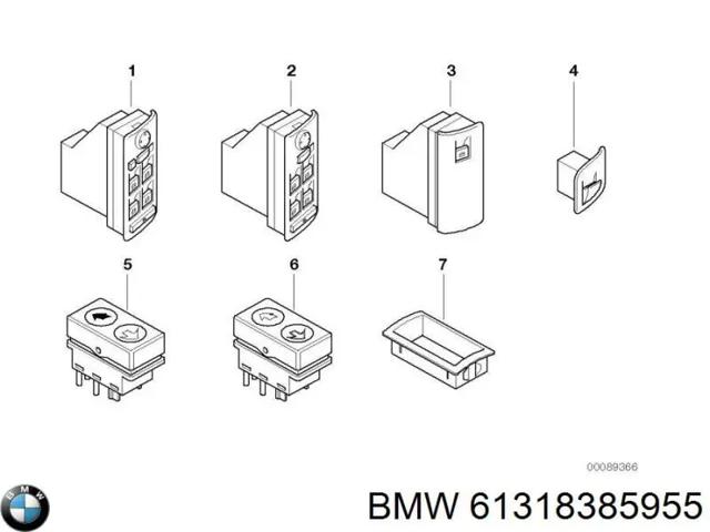 Кнопка підйомника заднього лівого скла 61318385955 BMW