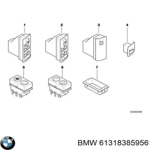 Кнопка підйомника заднього правого скла 61318385956 BMW