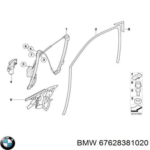Мотор склопідйомника дверей передніх, правих 67628381020 BMW