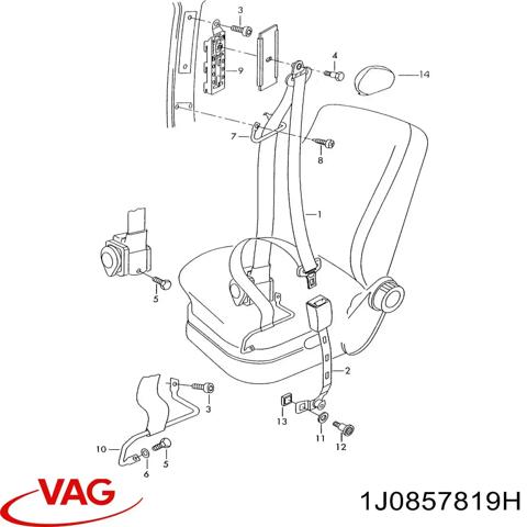 Регулятор висоти ременя безпеки передній лівий 1J0857819H VAG