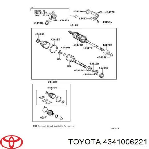 Привід передній правий 4341006221 TOYOTA