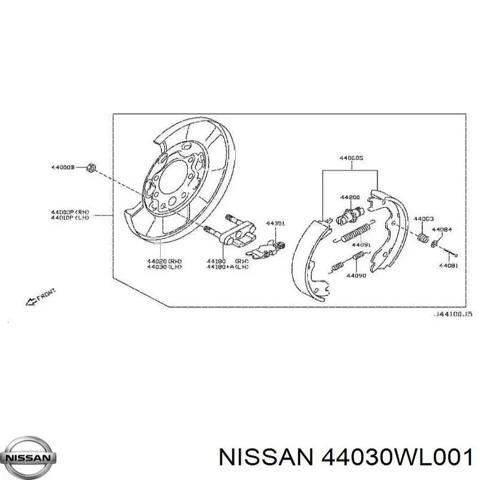 Захист гальмівного диска заднього, лівого 44030WL001 NISSAN