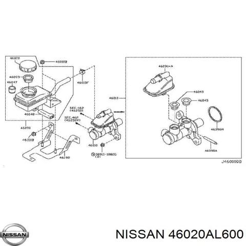 Кришка бачка головного гальмівного циліндру 46020AL600 NISSAN