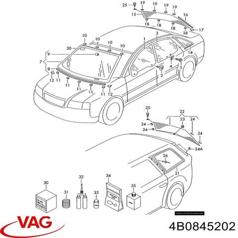 Скло пасажирських дверей 4B0845202 VAG