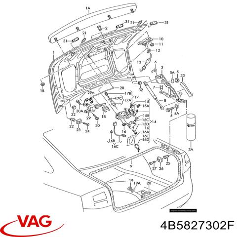 Деталі багажника (петлі і упор кришки) 4B5827302F VAG