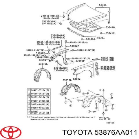 Підкрилок передній лівий 53876AA011 TOYOTA