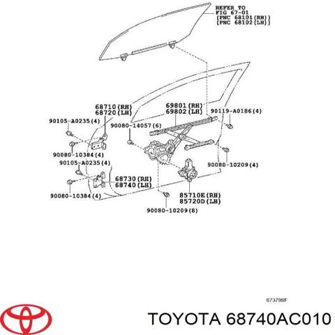Петля передніх дверей, лівою 68740AC010 TOYOTA