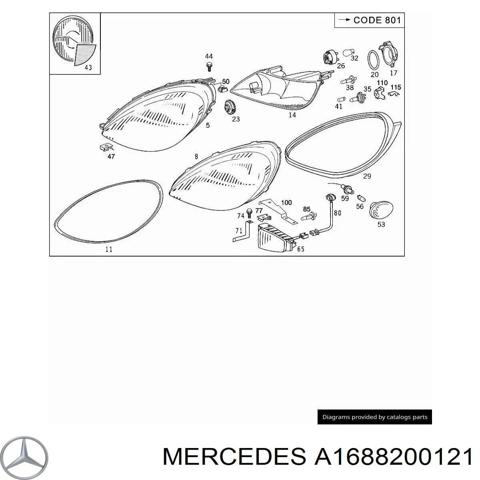 Поворітель повороту на крилі A1688200121 MERCEDES