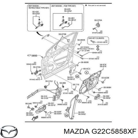 Двигун склопідіймача двері передньої, правої G22C5858XF MAZDA