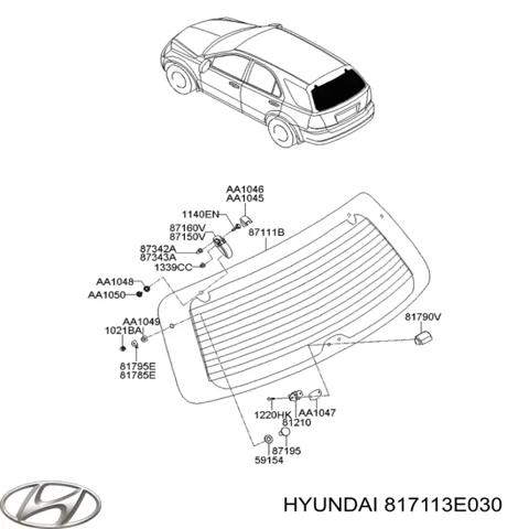Скло заднє, 3/5-х двері (ляди) 817113E030 HYUNDAI