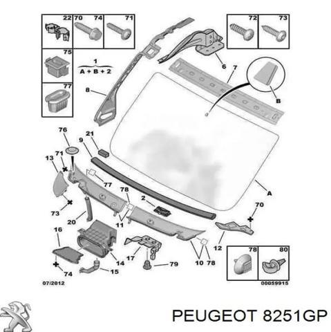 Водостік лобового скла, жабо 8251GP PEUGEOT