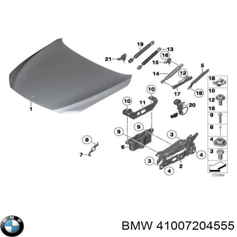 Петля капота, ліва 41007204555 BMW