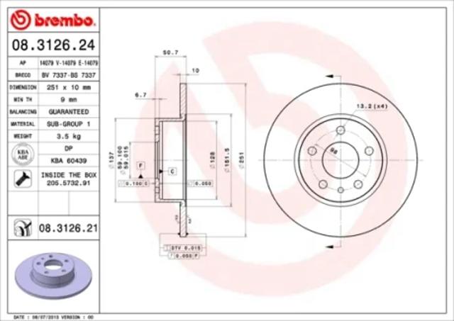 Задні дискові гальма 08312621 BREMBO