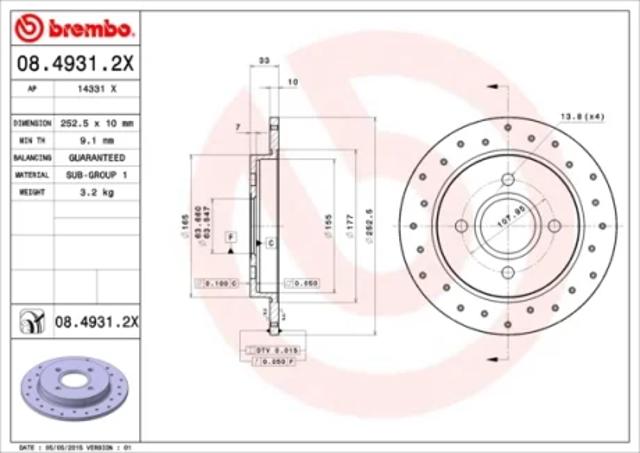 Задні дискові гальма 0849312X BREMBO