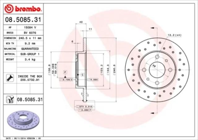 Дискові гальма 08508531 BREMBO