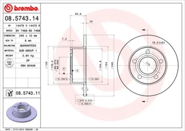 Дискові гальма 08574311 BREMBO