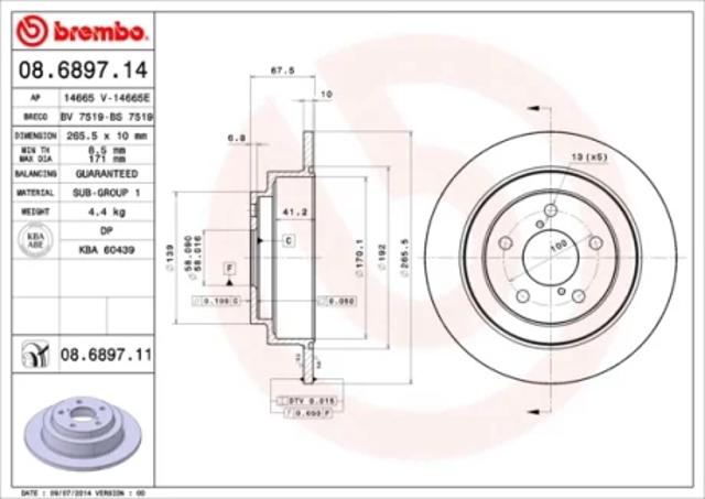 Диск заднього гальма 08689711 BREMBO