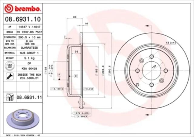 Дискові гальма 08693111 BREMBO