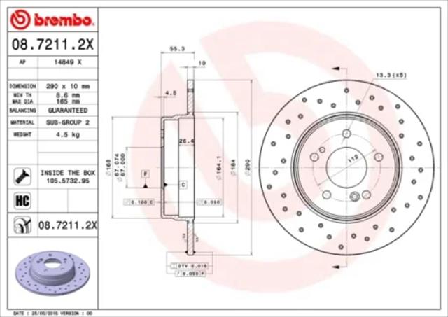 Дискові гальма 0872112X BREMBO