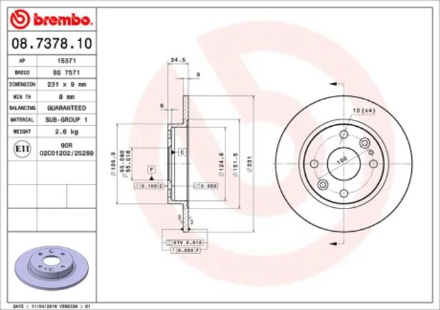 Диск заднього гальма 08737810 BREMBO
