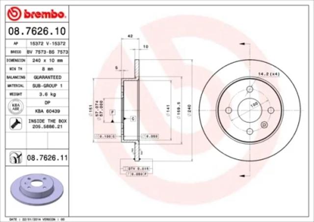 Задні дискові гальма 08762611 BREMBO
