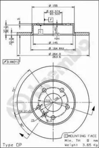 Задні дискові гальма 08762775 BREMBO