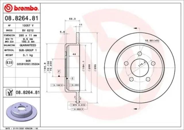 Диск гальмівний задній 08826481 BREMBO